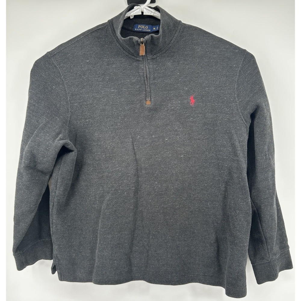 Polo Ralph Lauren 1/4 Zip Pullover Cotton Sweater Black Men's Size XL